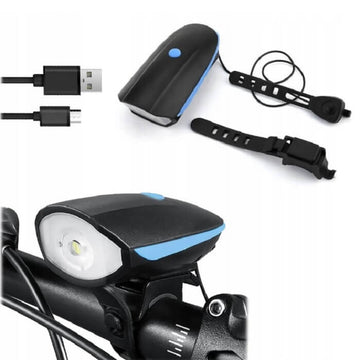 OMERIL LD220 LED Bike Light With Horn, USB Rechargeable Waterproof Front & Back Lights for Mountain Bike, E-Bike - Imported from UK